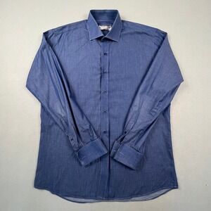 Button Down Shirt Mens XL Blue Long Sleeve Tailored Dress Casual Rich